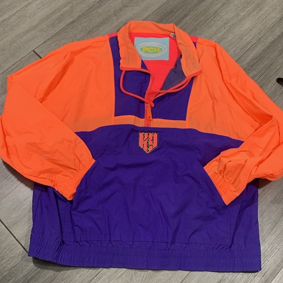 PCH 80’s Pacific Coast Highway Neon Color Block Half Zip Pull Over Windbreaker - Picture 7 of 14